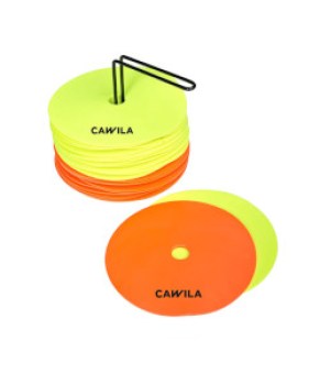 Cawila Floormarker 24er Set inkl. Halter | Markierungsscheiben, 12 x gelb und 12 x orange I TOBA-Sport.shop