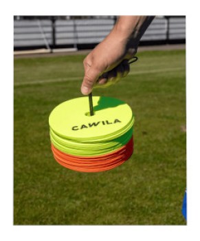 Cawila Floormarker 24er Set inkl. Halter | Markierungsscheiben, 12 x gelb und 12 x orange I TOBA-Sport.shop